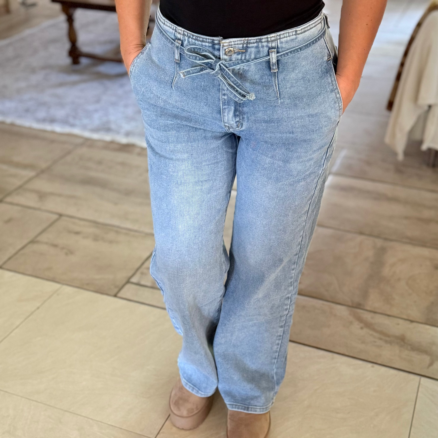 Jean wide leg avec ceinture