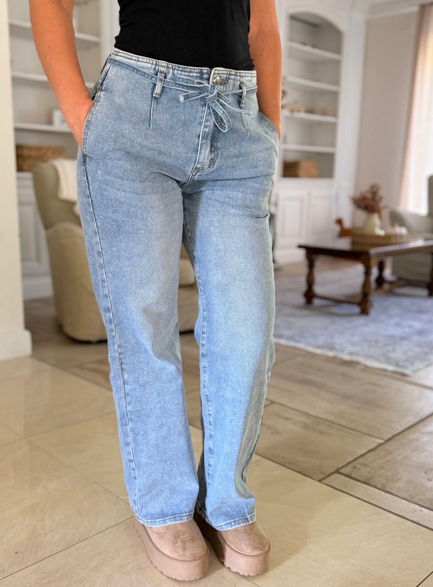 Jean wide leg avec ceinture