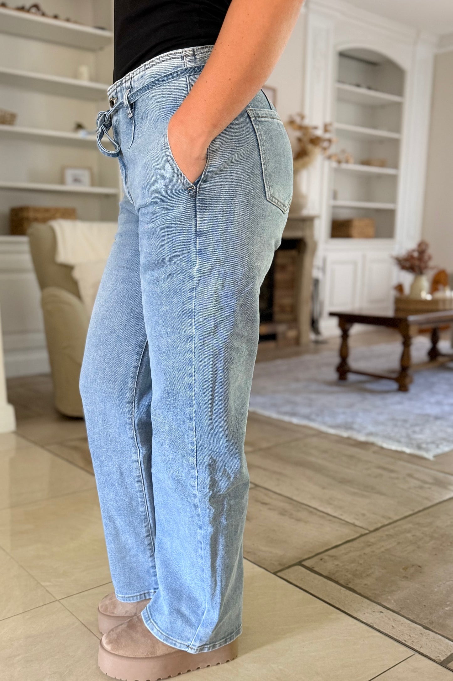 Jean wide leg avec ceinture