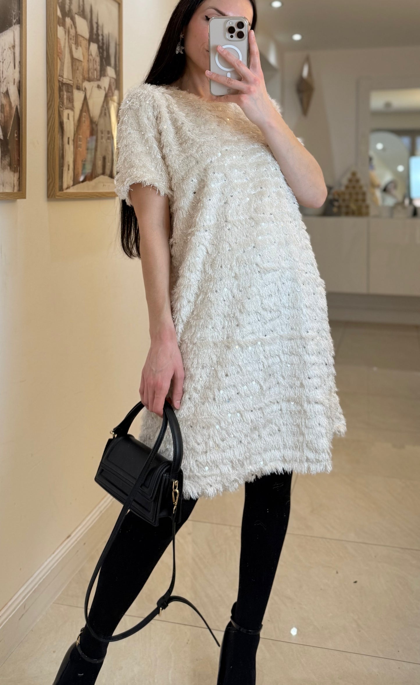 Robe fluffy pailletée