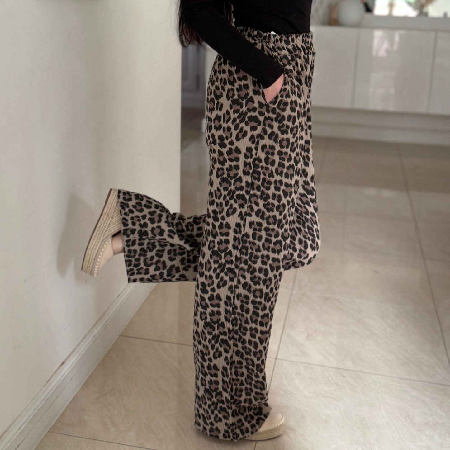 Pantalon Léopard en Coton Gaze