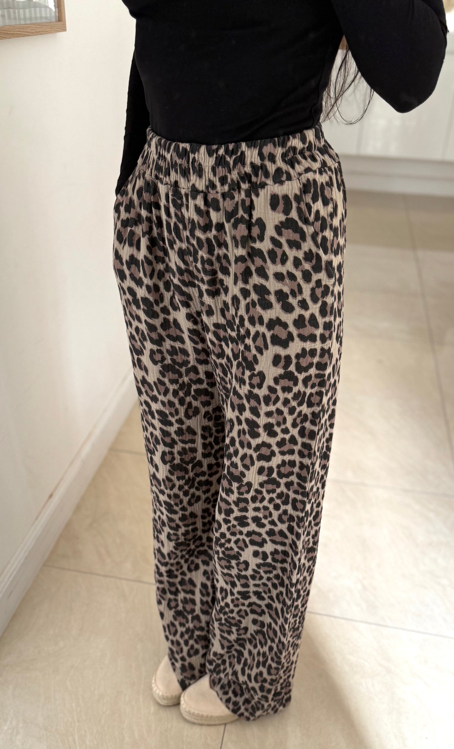 Pantalon Léopard en Coton Gaze