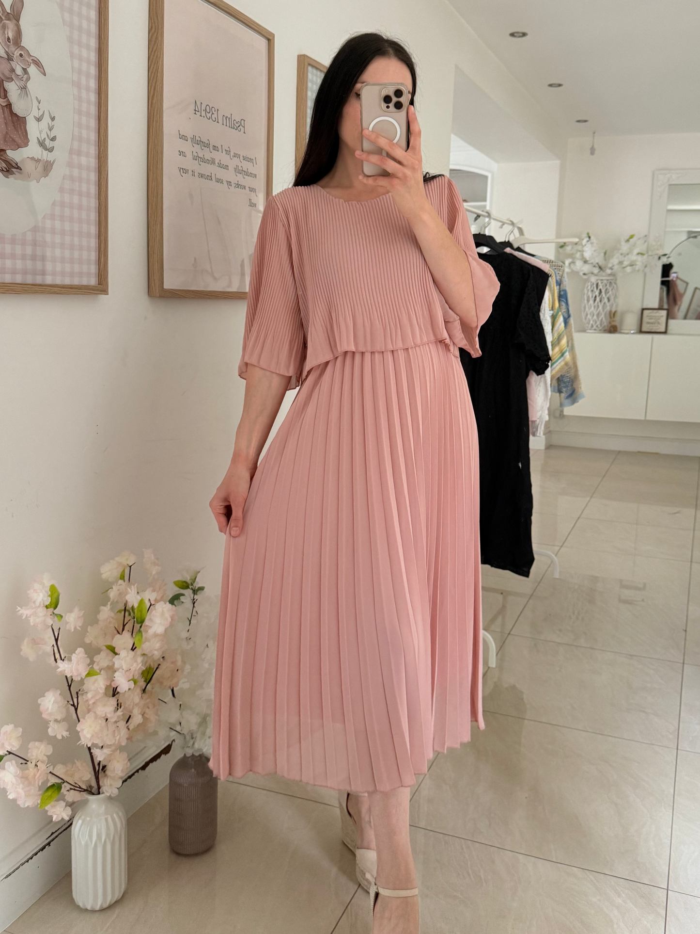 Robe longue plissée
