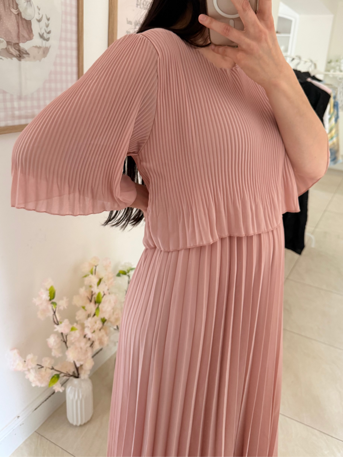 Robe longue plissée