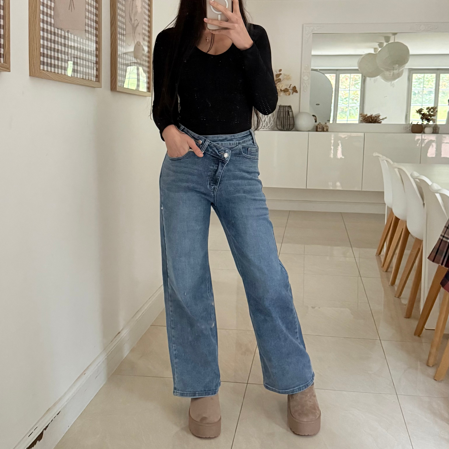 Jean wide leg asymétrique