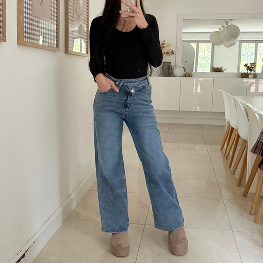 Jean wide leg asymétrique