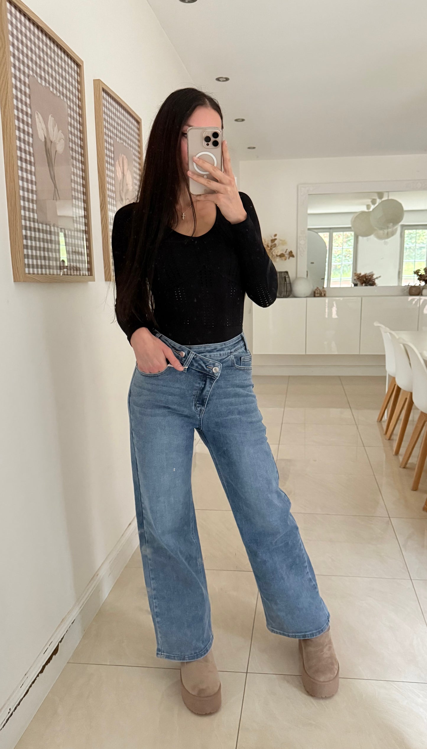 Jean wide leg asymétrique